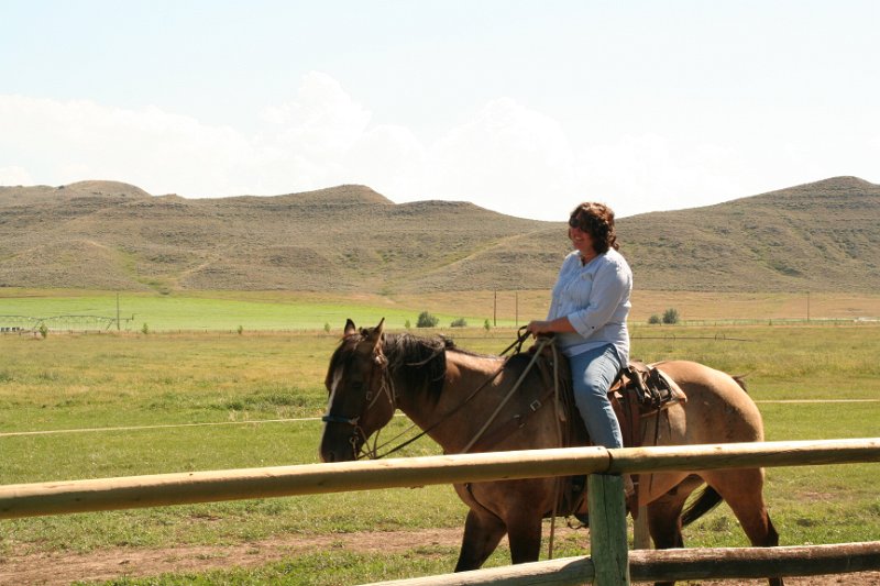 Trip (224).JPG - Sharon is horseback riding at a ranch in Gillette, Wyoming